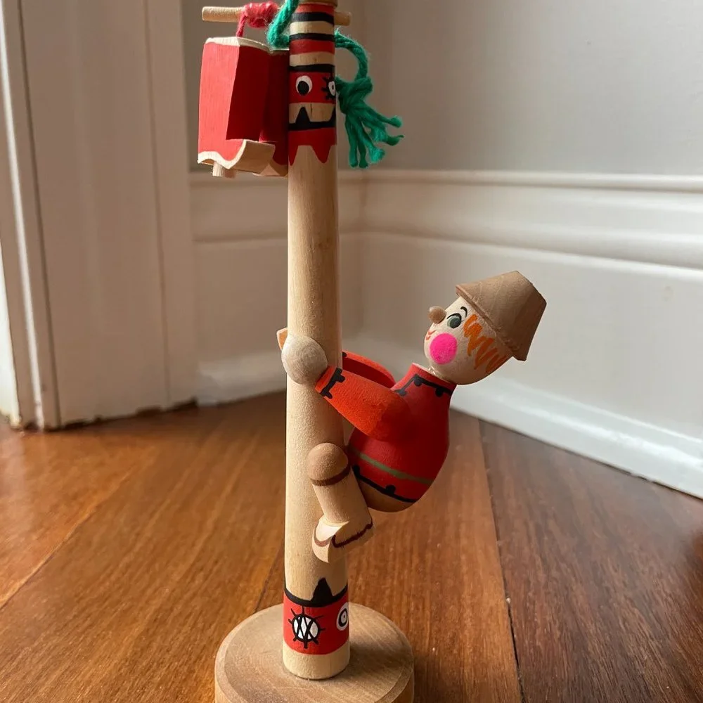 Russian Wood Ornament / Figure Maslenitsa Maslenica Pole Climber